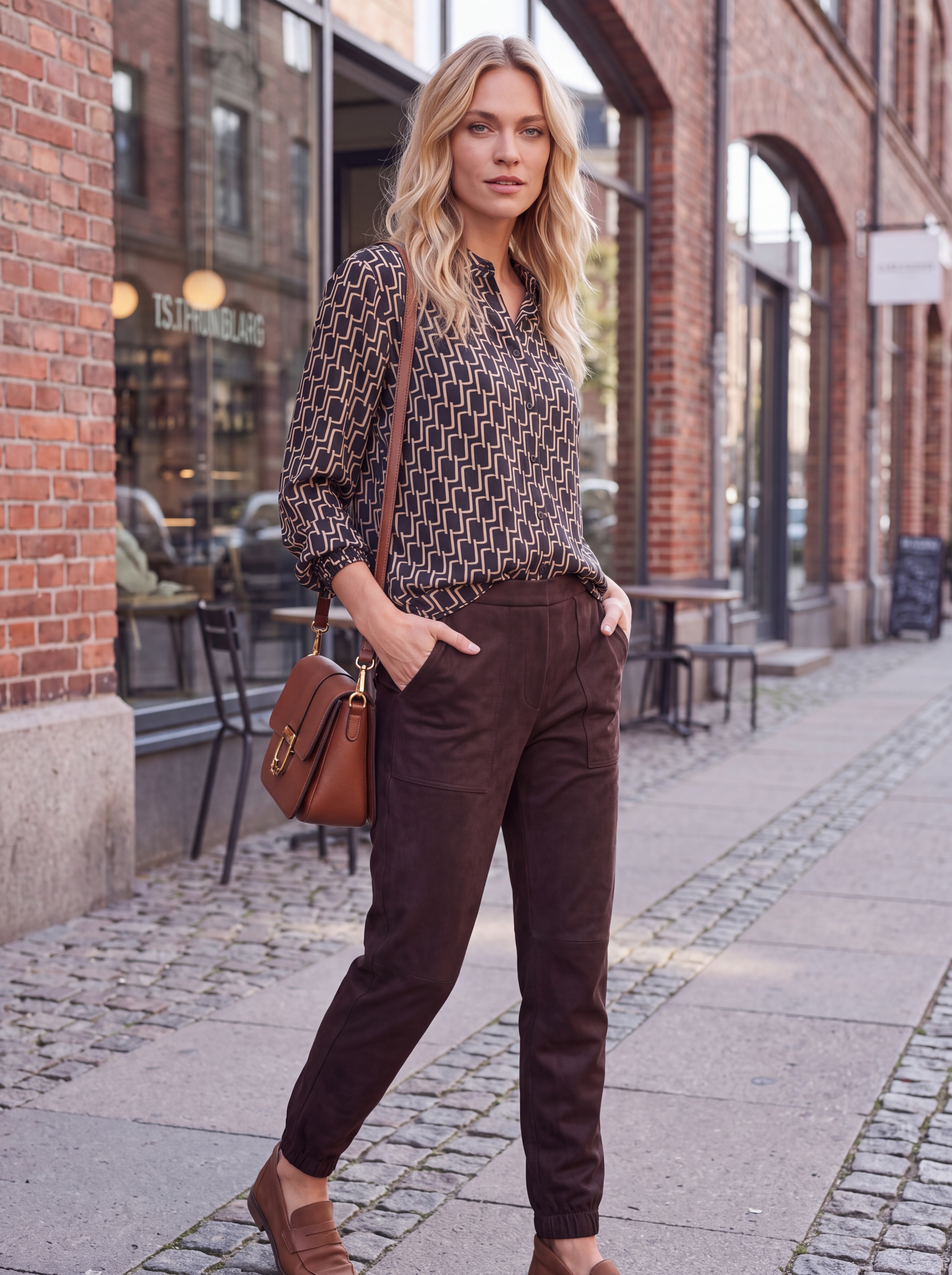 Dámske nohavice v imitácii brúsenej kože BROADWAY NYC FASHION ESPRESSO s.WEAR 2